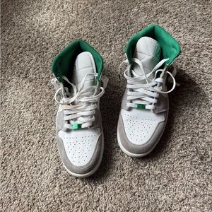 White and Green High-Top Sneakers